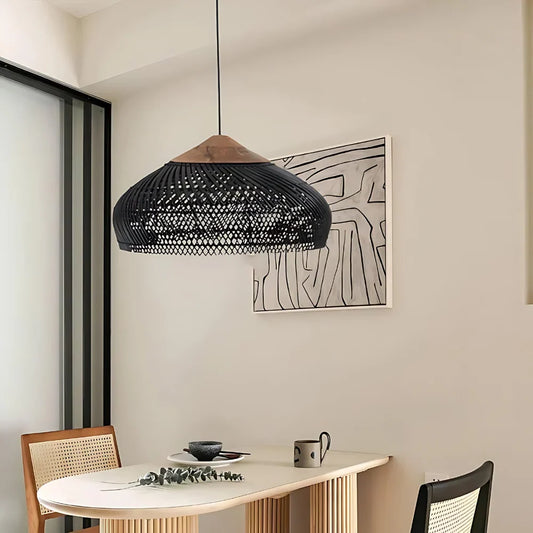 Boho-Pendelleuchte aus Rattan